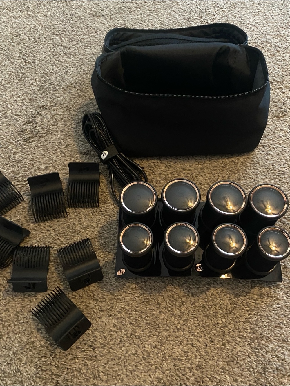 T3 Black Heated Rollers Set with Rose Gold Accents - Picture 3 of 12